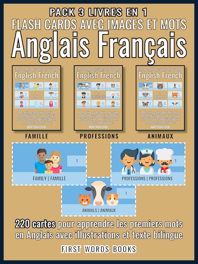 Pack 3 Livres en 1 - Flash Cards avec Images et Mots Anglais Français